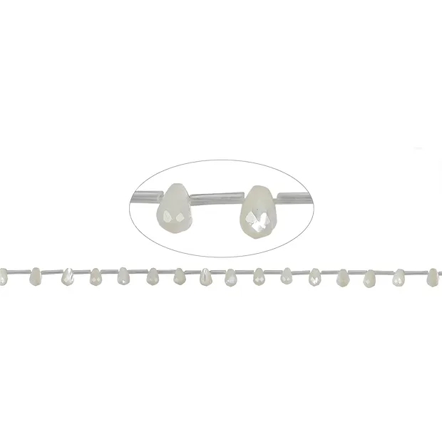 Rang de colliers goutte, nacre (claire), facetté, 06 x 09mm | Marco Schreier
