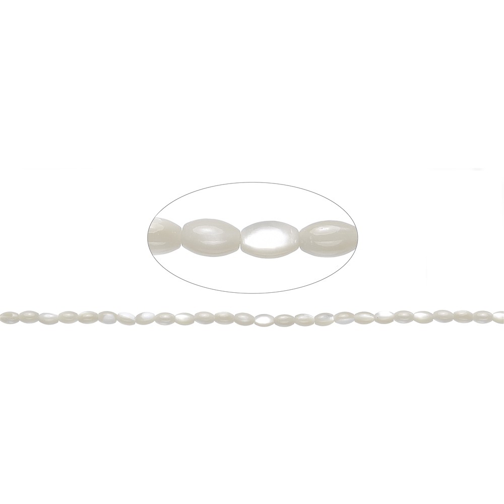 Rang de colliers grain de riz, nacre (claire), 05 x 03mm | Marco Schreier