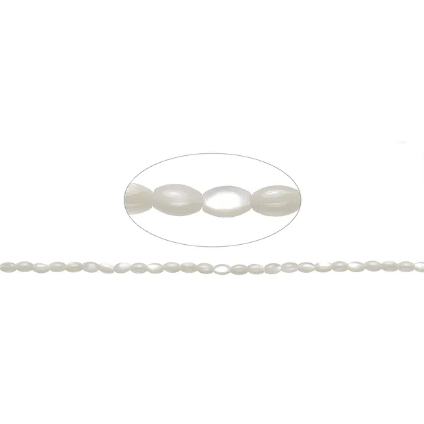 Rang de colliers grain de riz, nacre (claire), 05 x 03mm | Marco Schreier