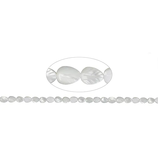 Strang Blätter, Perlmutt (hell), 08 x 06mm | GH Edelsteine, Heilsteine & Schmuck