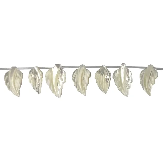 Rang de colliers, feuilles, nacre (claire), 12-15 x 20-25mm | Marco Schreier