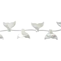 141751200820 Rangs de colliers, nageoire de baleine, nacre (claire), 25 x 18mm | Marco Schreier