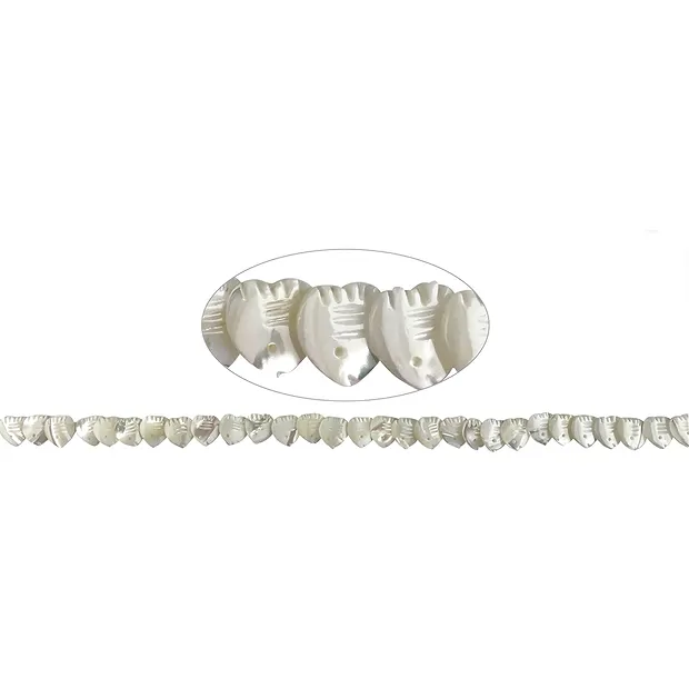 Strang Fisch/Herz, Perlmutt (hell), 12mm | GH Edelsteine, Heilsteine & Schmuck