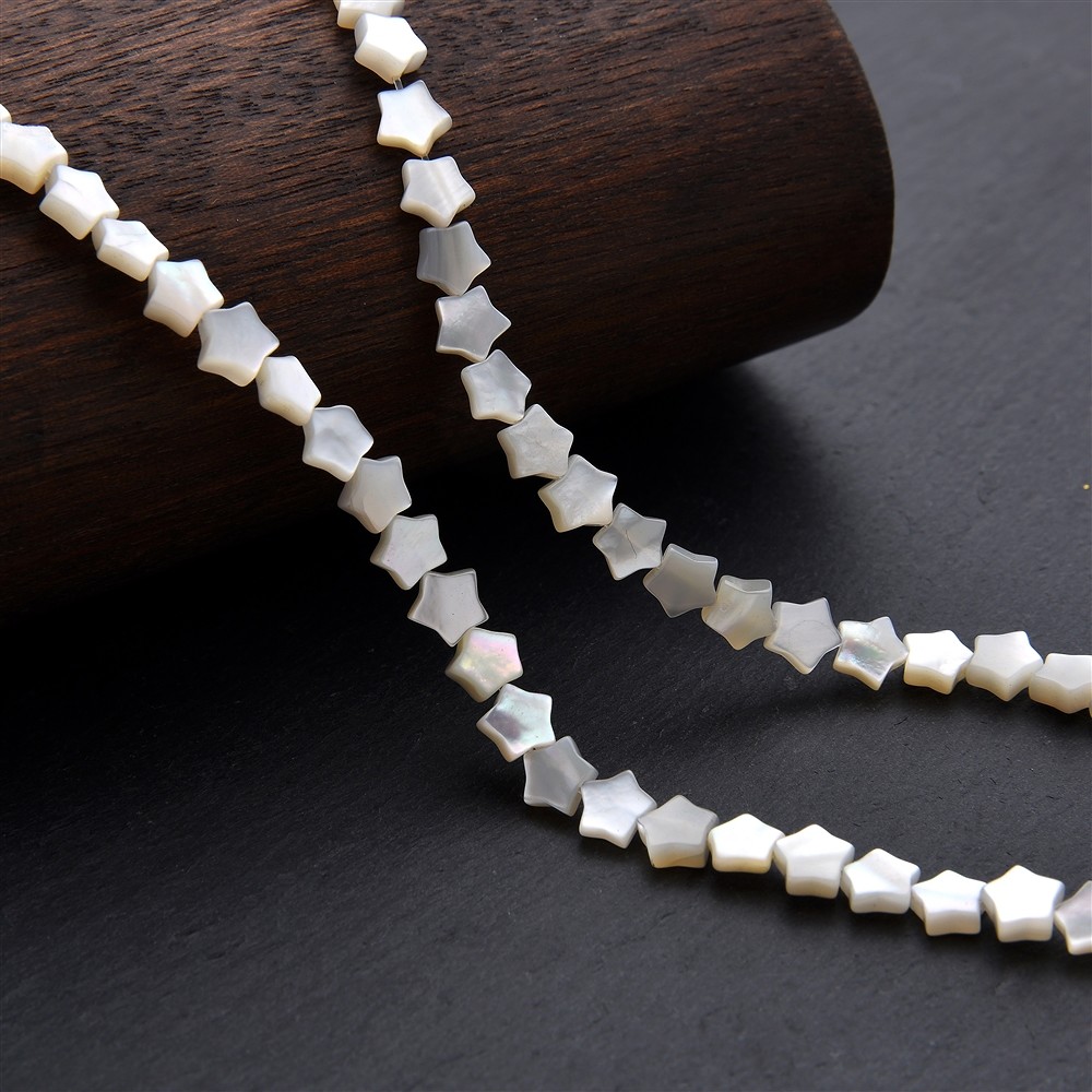 Star strand, Mother of Pearl (light), 06mm | wholesaler gems & healing stones