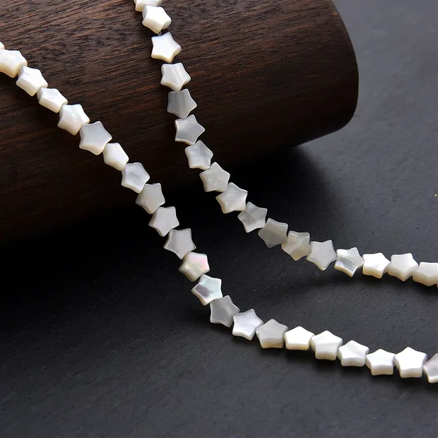 Rang de colliers étoile, nacre (claire), 06mm | Marco Schreier