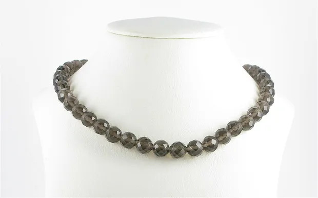 Strang Kugeln, Obsidian (Rauchobsidian), facettiert, 10mm | Marco Schreier