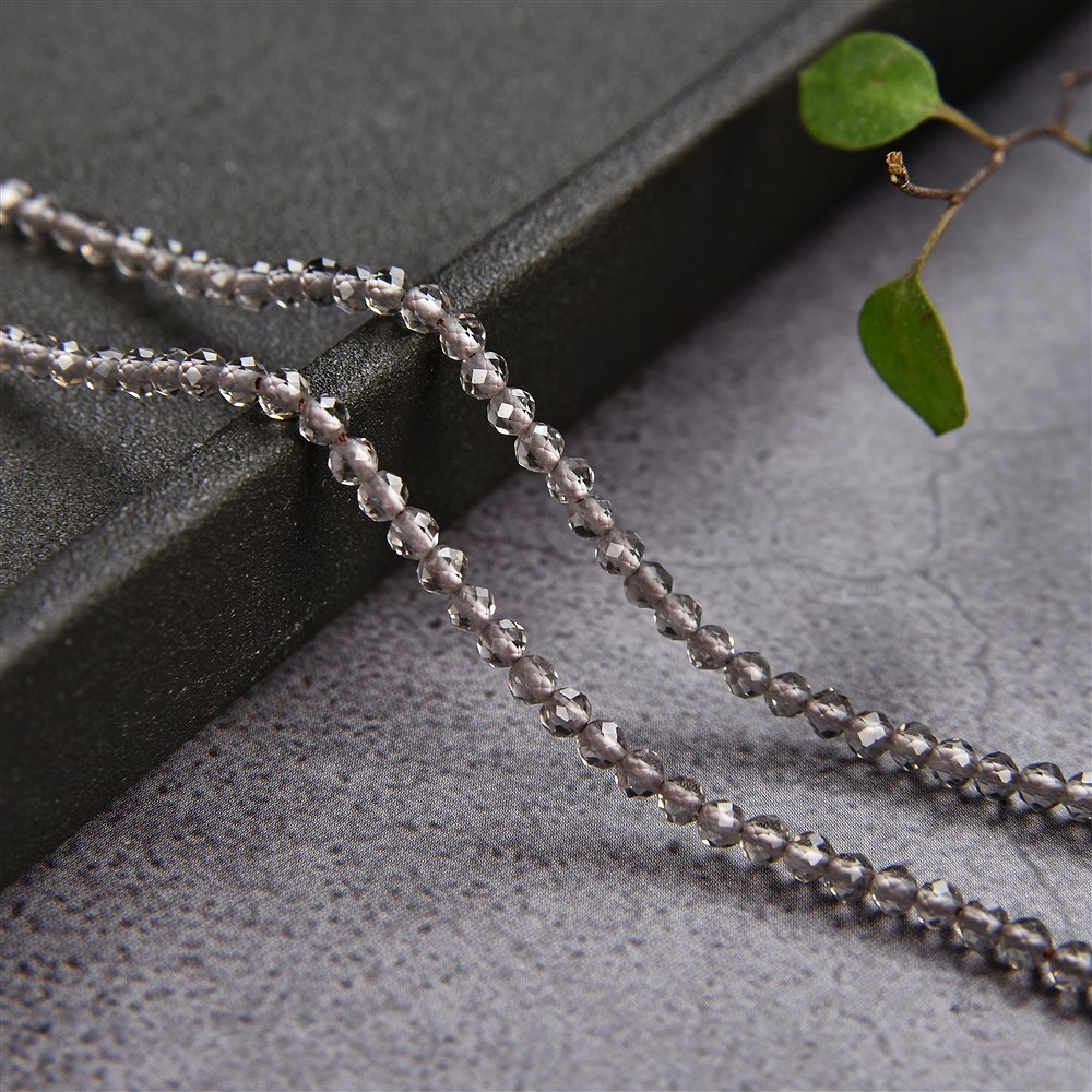 Strang Kugeln, Obsidian (Rauchobsidian), facettiert, 02,5mm (39cm) | Marco Schreier