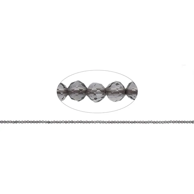 Strang Kugeln, Obsidian (Rauch), facettiert, 02,5mm (39cm) | Marco Schreier