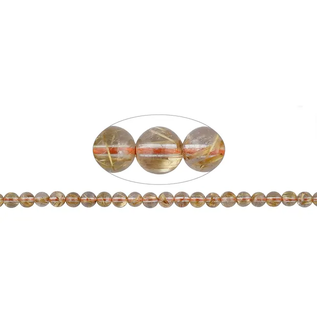 String Beads, Rutilated Quartz , 07 - 08mm | wholesaler gems & healing stones