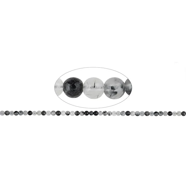 Rang de colliers boules, Quartz-Tourmaline, 04mm | Marco Schreier