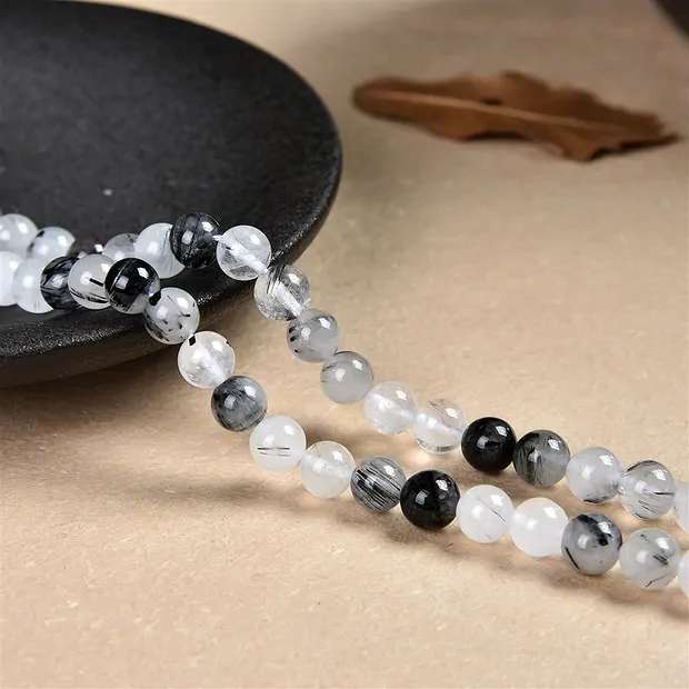 Rang de colliers boules, Quartz-Tourmaline, 06mm | Marco Schreier