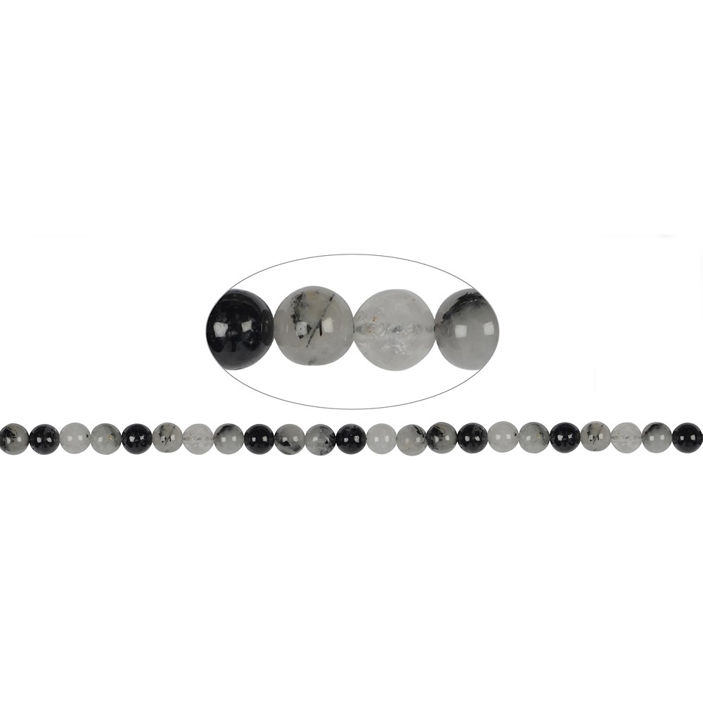 Rang de colliers boules, Quartz-Tourmaline, 08mm | Marco Schreier