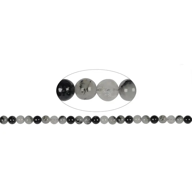 Cuentas de piedras preciosas, Cuarzo turmalina, 08mm | Marco Schreier