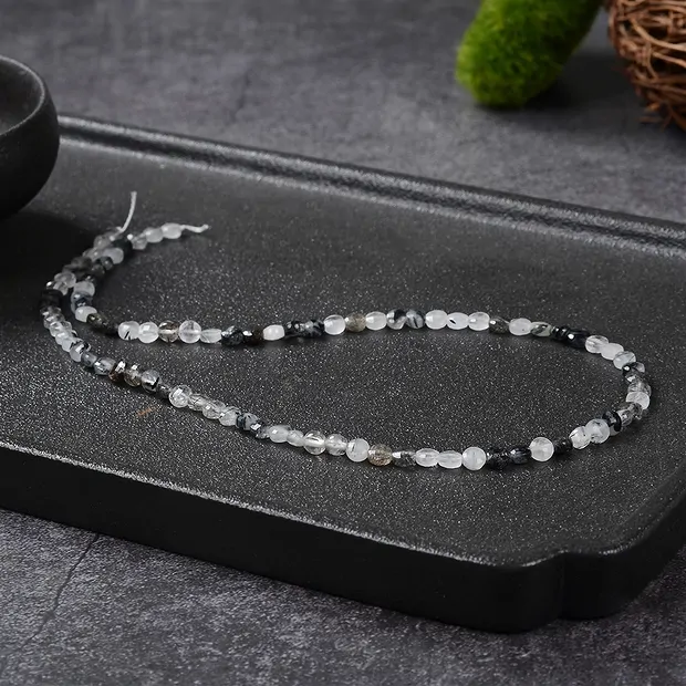 Hilo de monedas, Cuarzo turmalina, 04 x 02mm (39cm) | Marco Schreier