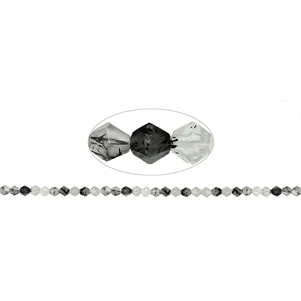 Rangs de colliers, Quartz-Tourmaline, 06 x 06mm (39cm) | Marco Schreier