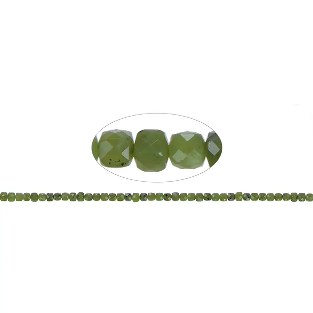 Strand cube, Serpentine, faceted, 04mm (39cm) | wholesaler gems & healing stones
