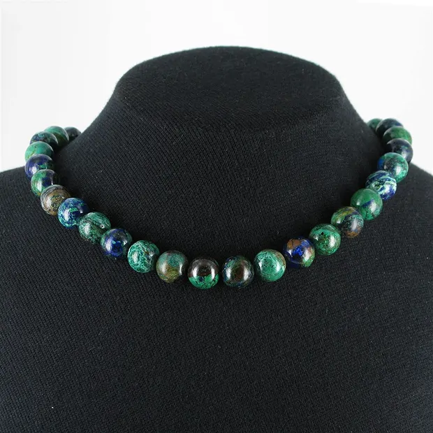 Strang Kugeln, Azurit-Malachit in Matrix (stab.), 12mm | Marco Schreier