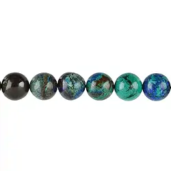 141820101020 Filo di perle, Azurite-Malachite in matrice (stab.), 12 mm | Marco Schreier