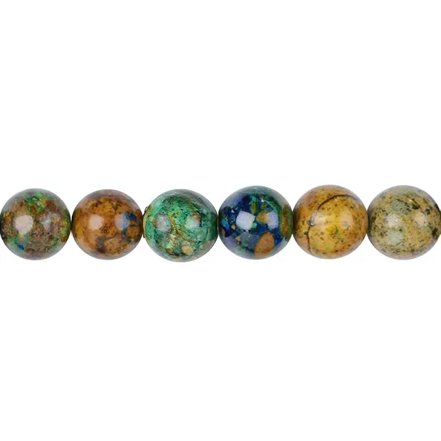 String Beads, Azurite Malachite in matrix (stab.), 11-12mm | Marco Schreier