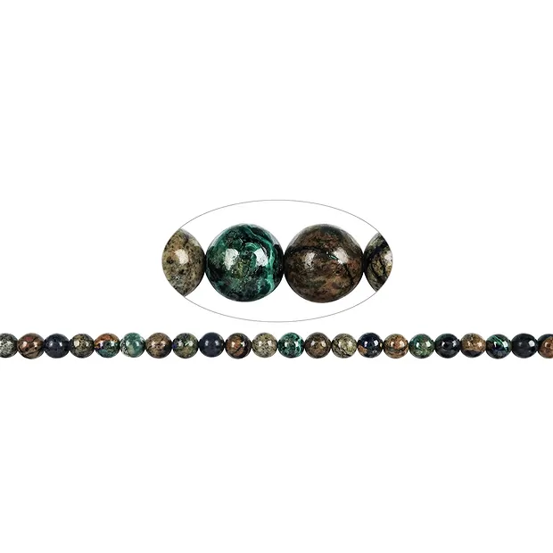 Rang de collier boules, Azurite-Malachite en matrice (stab.), 08-09mm | Marco Schreier