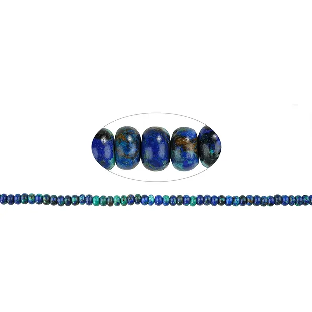 Strang Button/Scheibchen, Azurit-Malachit (stab.), 04 x 02mm | Marco Schreier