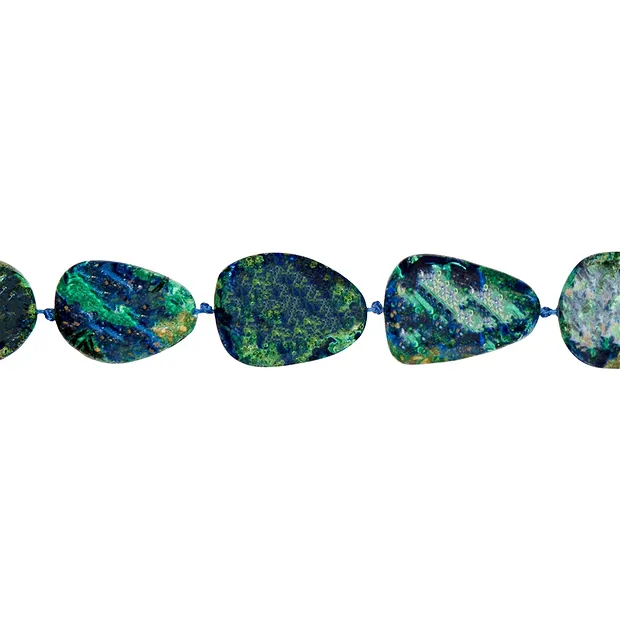 Freeform strand, Azurite Malachite AA (stab.), 2.7-3.2 x 1.9-2.2cm | Marco Schreier