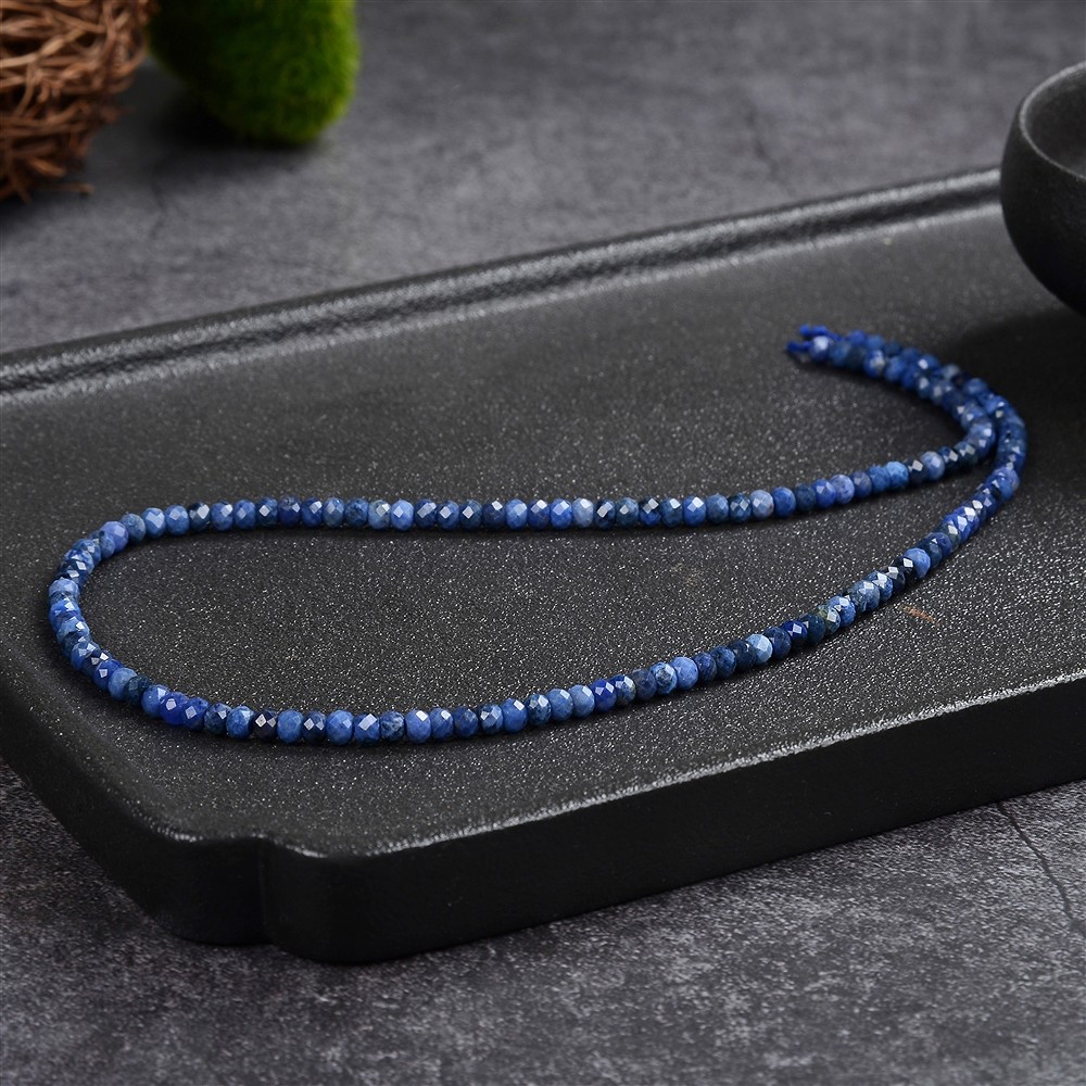 Filo di bottoni, Dumortierite, 03 x 04 mm, sfaccettato (39 cm) | Marco Schreier