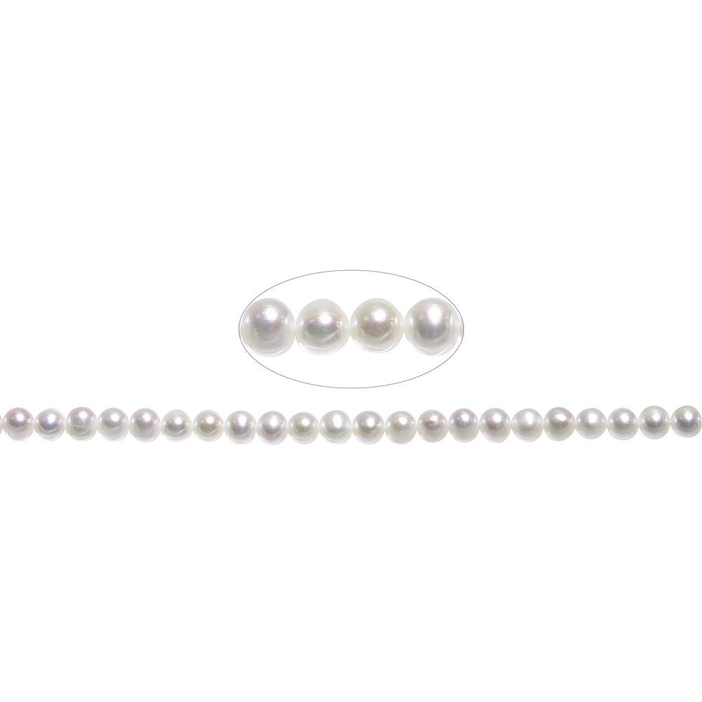 Round strand, freshwater pearl A+, cream-white, 04mm | Marco Schreier
