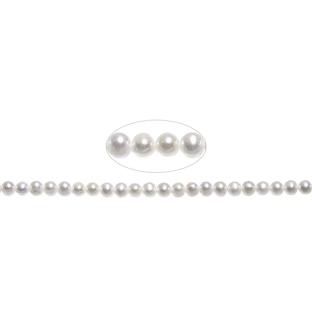 Round strand, freshwater pearl A+, cream-white, 04mm | Marco Schreier