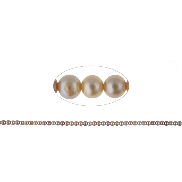 Filo rotondo, perla d'acqua dolce AA, salmone e viola chiaro, 03,5 mm (39 cm) | Marco Schreier
