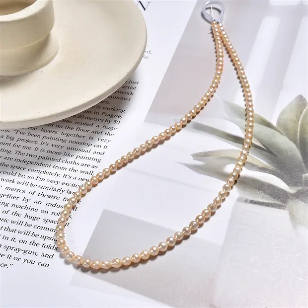 Round strand, freshwater pearl, salmon (natural), 03-04mm | Marco Schreier