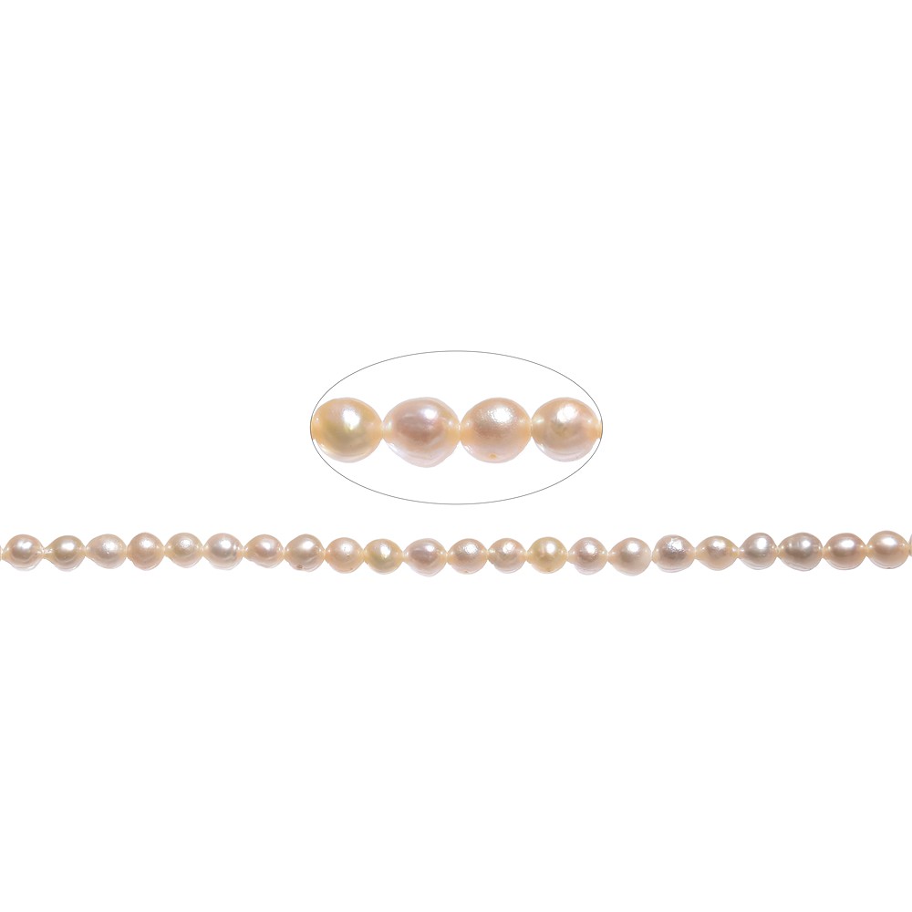 Round strand, freshwater pearl, salmon (natural), 03-04mm | Marco Schreier