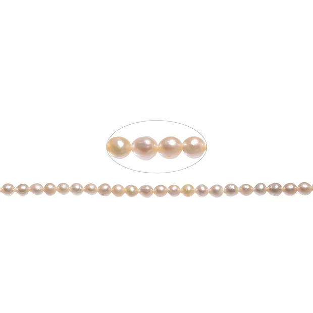 Round strand, freshwater pearl, salmon (natural), 03-04mm | Marco Schreier