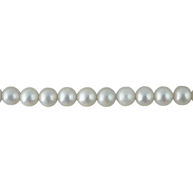 Round strand, freshwater pearl A, white-cream, 09 - 10mm (38cm) | Marco Schreier