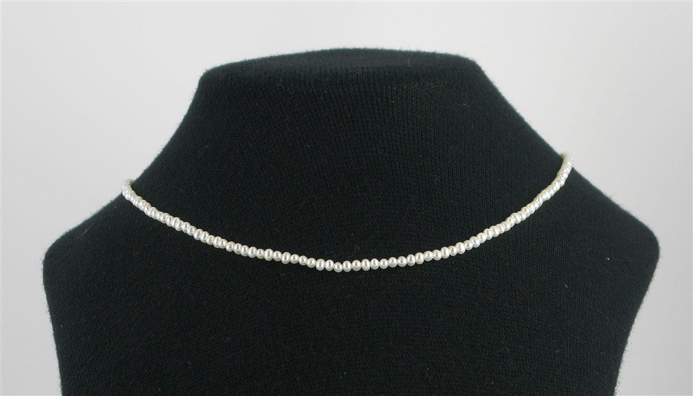 Collar redondo/botón, perla de agua dulce A, blanca, 02 - 02.5mm | Marco Schreier