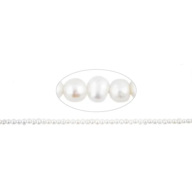 Rang de colliers rond/bouton, perle d'eau douce A, blanche, 02 - 02,5mm | Marco Schreier