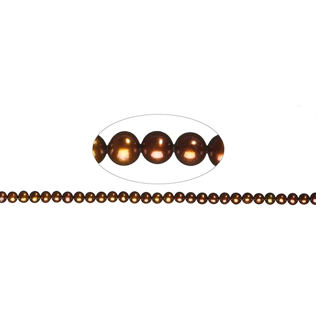 Round strand, freshwater pearl A, brown (dyed), 04-04.5mm | Marco Schreier