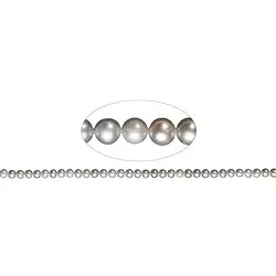 141840206254 Round strand, freshwater pearl A, silver-grey (dyed), 04-04.5mm | Marco Schreier