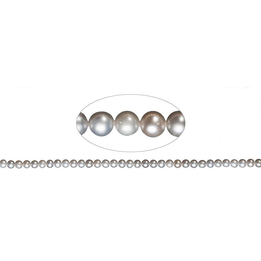 Strang rund, Süßwasser-Perle A, silbergrau (gef.), 04-04,5mm | Marco Schreier