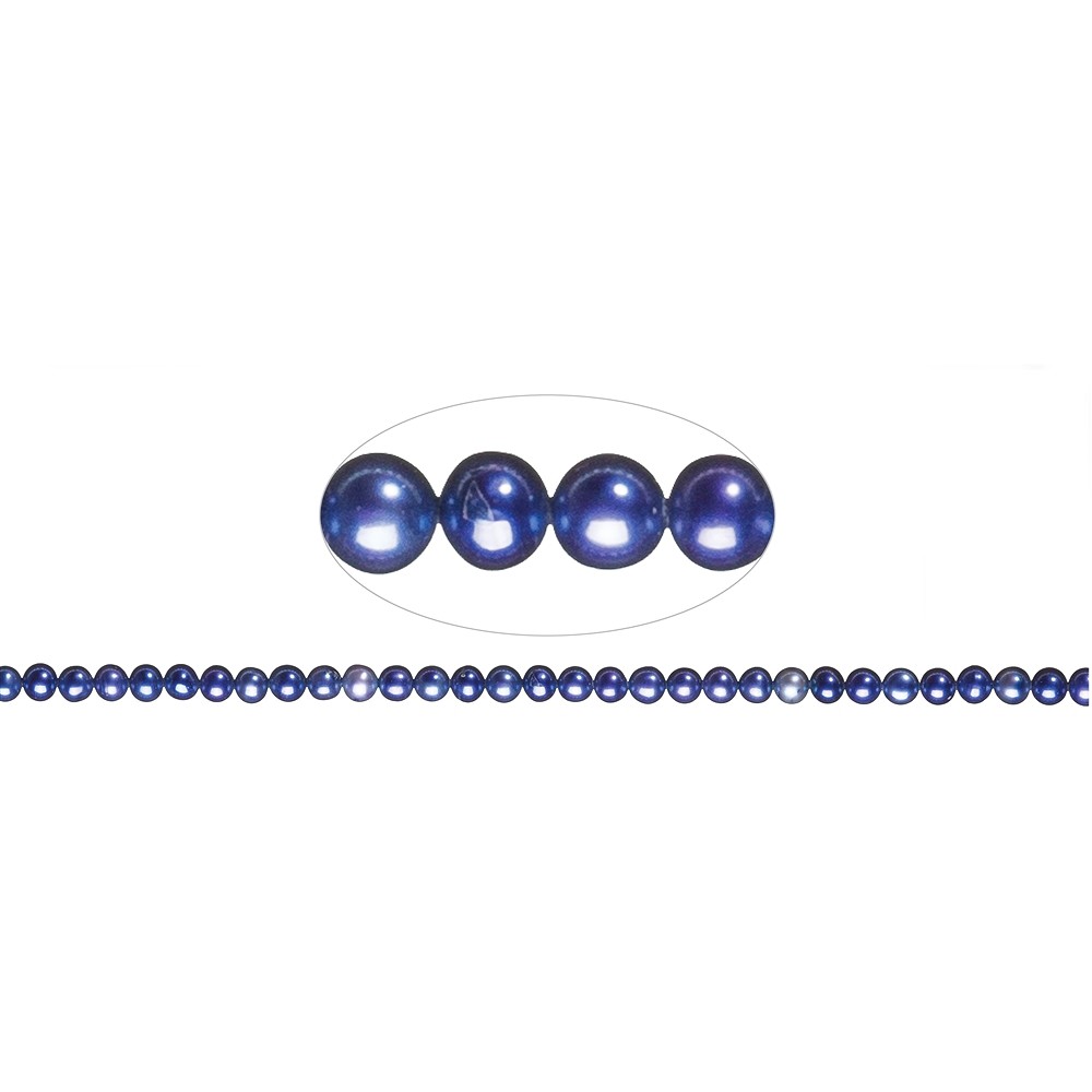 Rang de collier rond, perle d'eau douce A, violet (teintée), 04-04,5mm | Marco Schreier