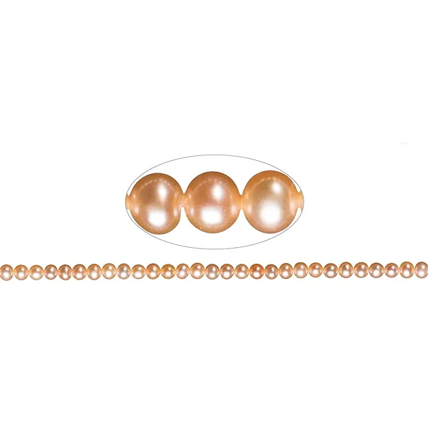 Round strand, freshwater pearl A, salmon (natural), 05.5 - 06mm | Marco Schreier