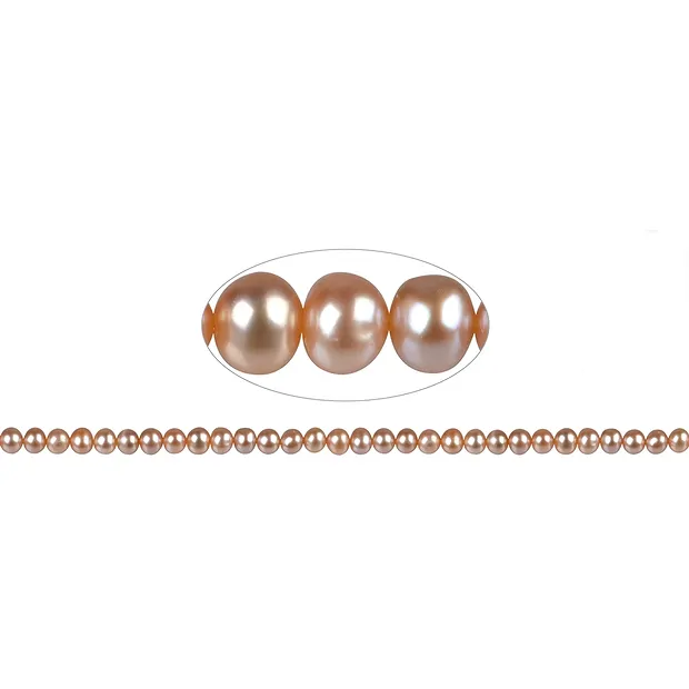 Round strand, freshwater pearl A, salmon (natural), 05.5-06mm | Marco Schreier