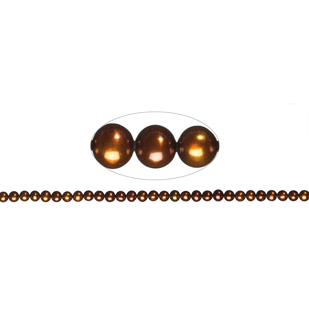 Round strand, freshwater pearl A, brown (dyed), 05.5-06mm | Marco Schreier