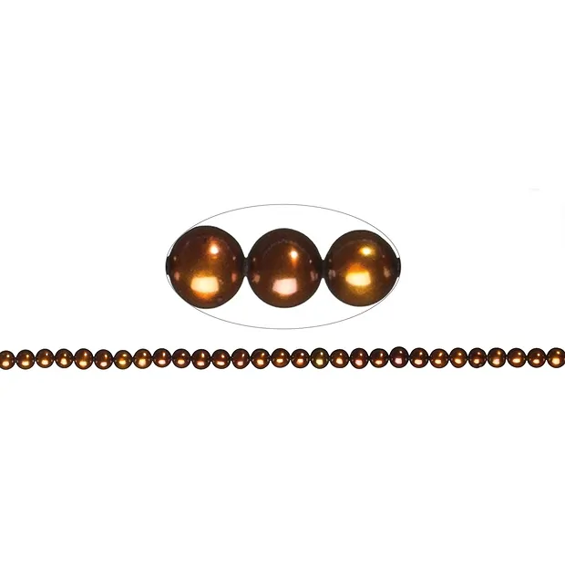 Round strand, freshwater pearl A, brown (dyed), 05.5-06mm | Marco Schreier