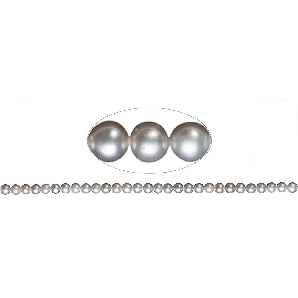 Rang de collier rond, perle d'eau douce A, argent (teintée), 05,5-06mm | Marco Schreier