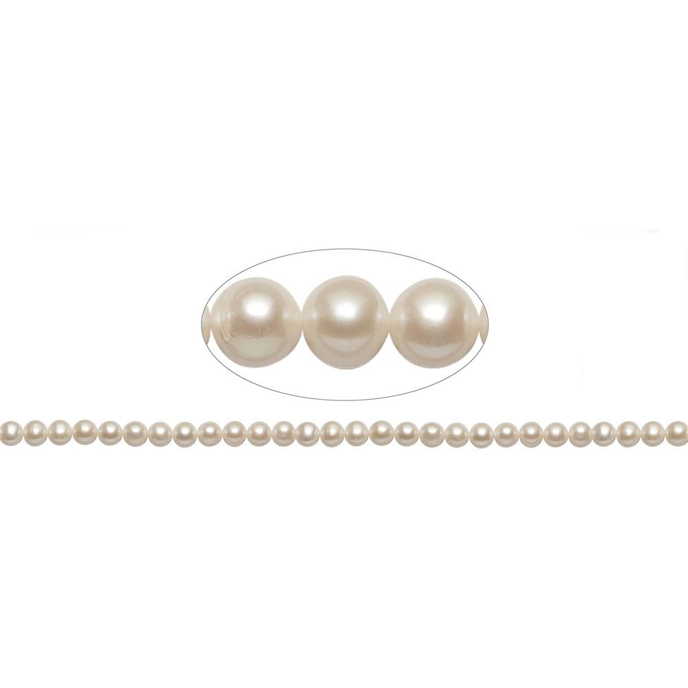 Round strand, freshwater pearl A, white, 06 - 06.5mm | Marco Schreier