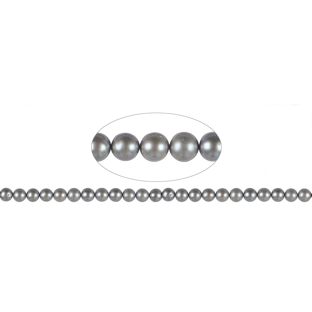 Round strand, freshwater pearl AA, gray (dyed), 07-07.5mm | Marco Schreier
