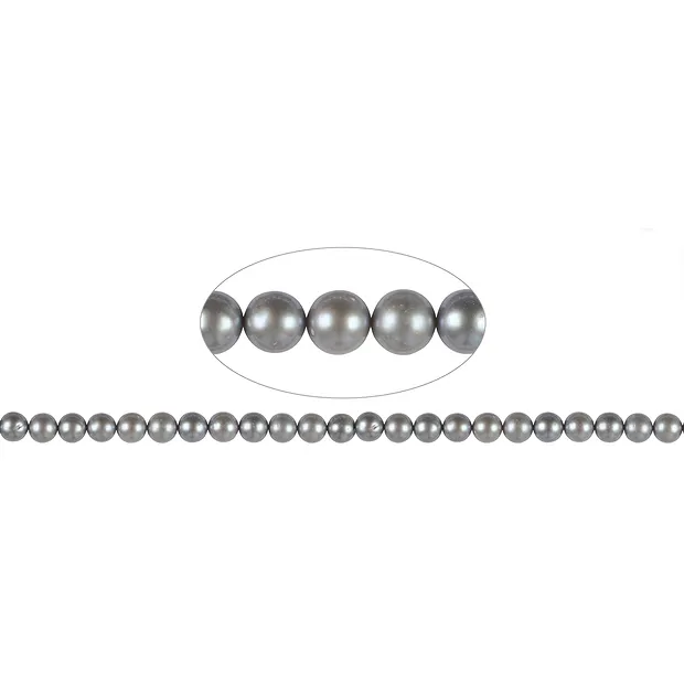 Collar redondo, perla de agua dulce AA, gris (teñida), 07-07,5mm | Marco Schreier