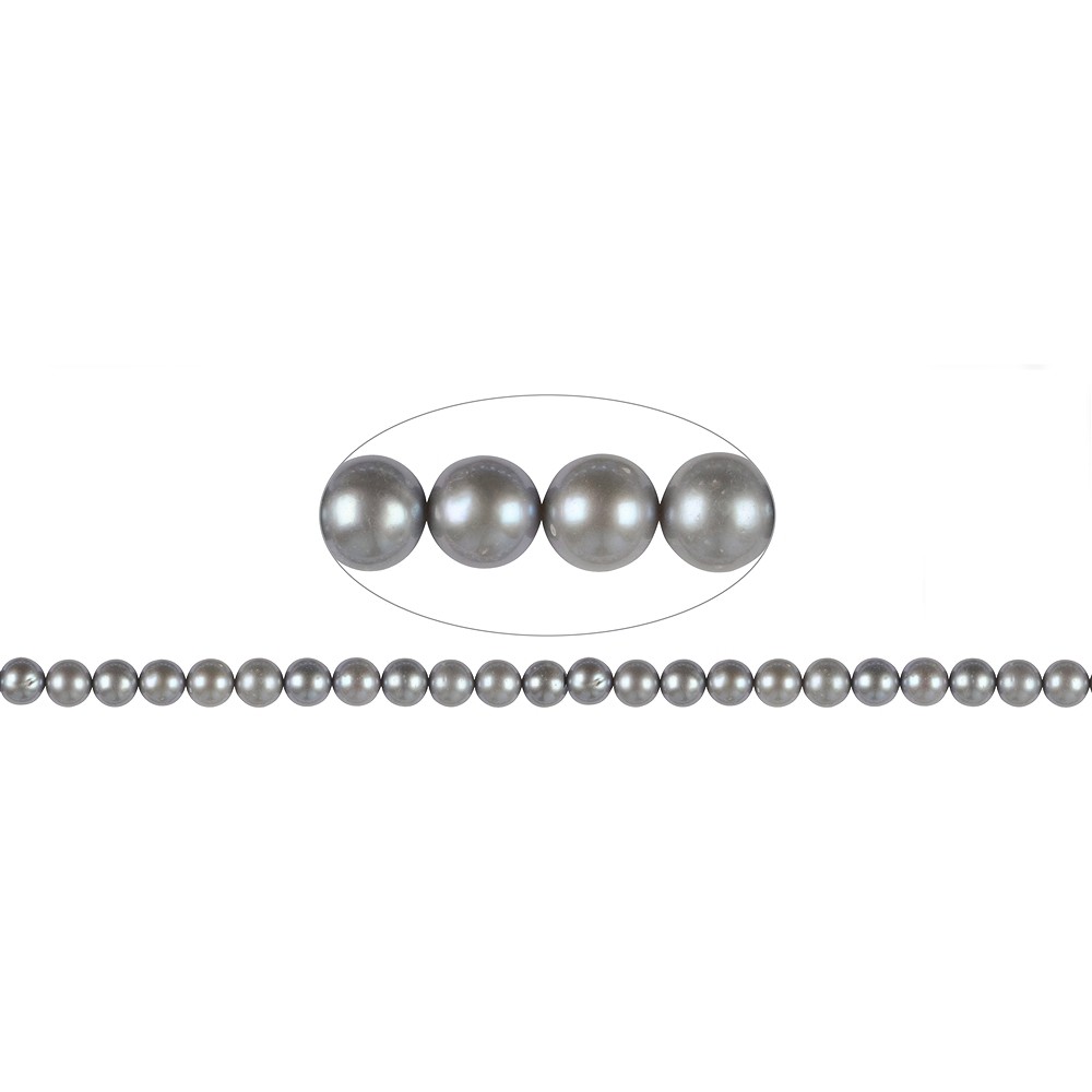 Strang rund, Süßwasser-Perle AA, grau (gef.), 08-08,5mm | Marco Schreier