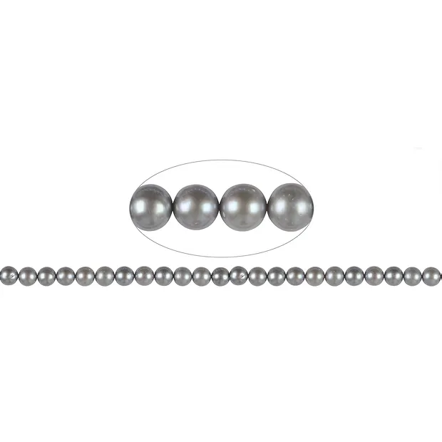 Round strand, freshwater pearl AA, gray (dyed), 08-08.5mm | Marco Schreier